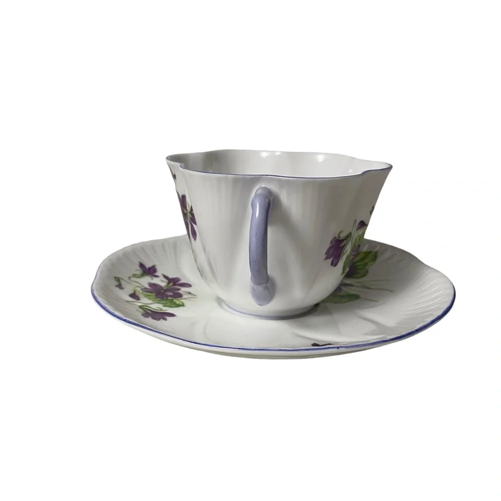 Shelley Violets Dainty Teacup and Saucer Bone China 13821